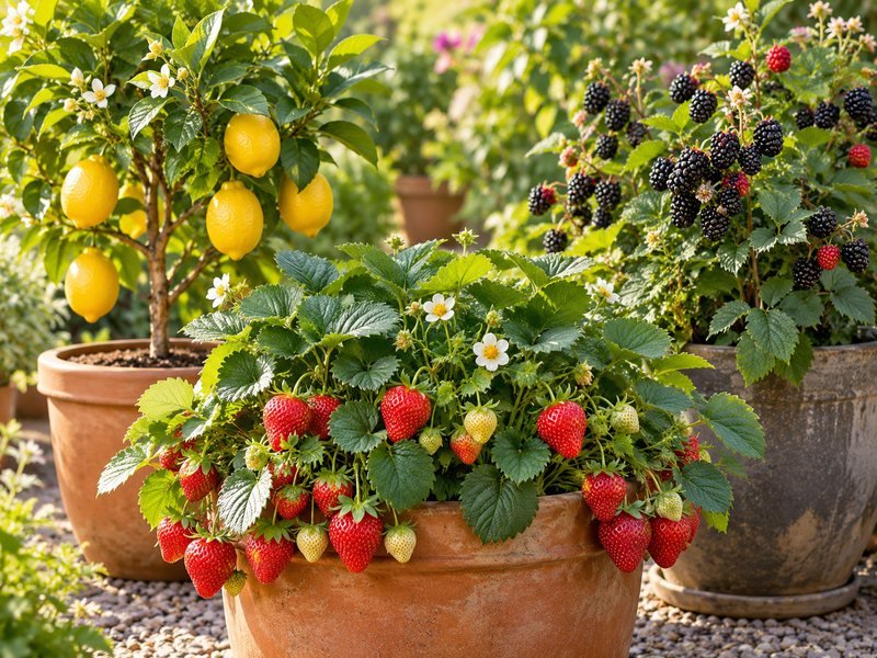 Fragole, limone e more coltivati in vaso